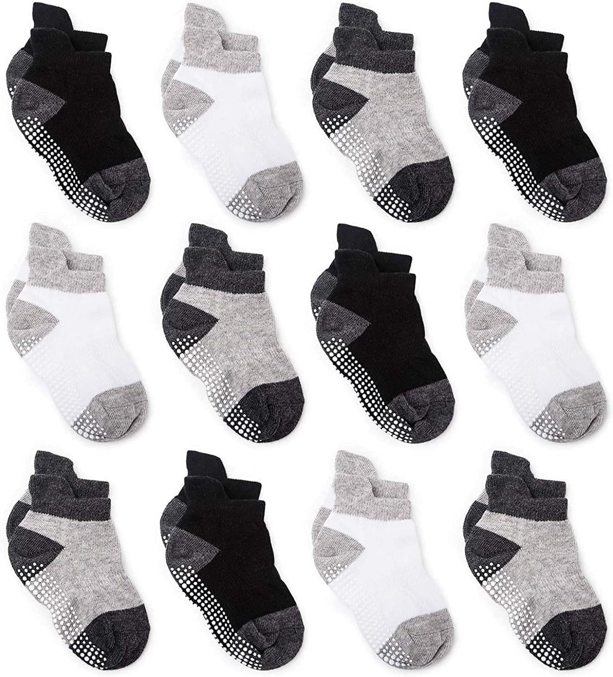Zaples Baby Non Slip Grip Ankle Socks with Non Skid Soles for Infants Toddlers Kids Boys Girls