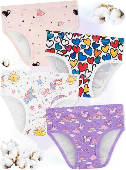 Girls' Underwear,Soft Cotton Tagless Panties for Toddlers' & Little Kids Comfort,Breathable