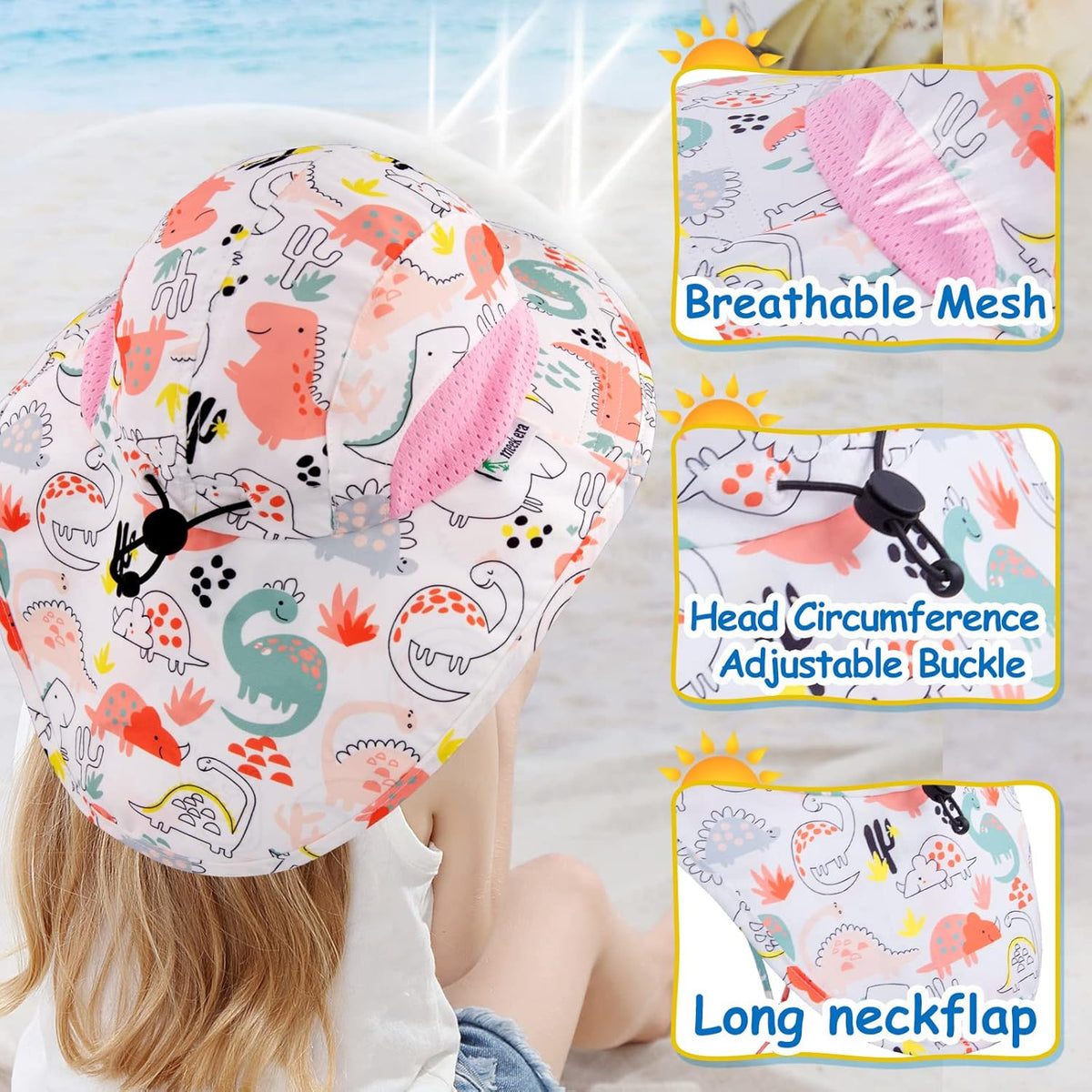 XIAOHAWANG Girls Sun Hat Baby Beach Hats Boys UPF 50+ Kids Summer Protection Cap Toddler Breathable