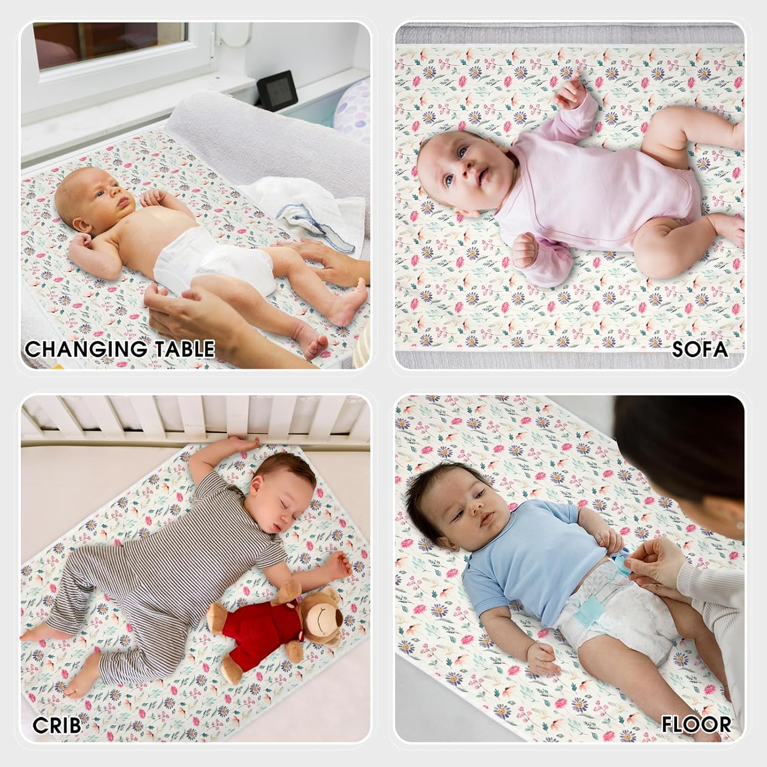 Vegan Leather Baby Changing Mat - Wipeable Portable Changing Pad, Foldable Travel Changing Mat for