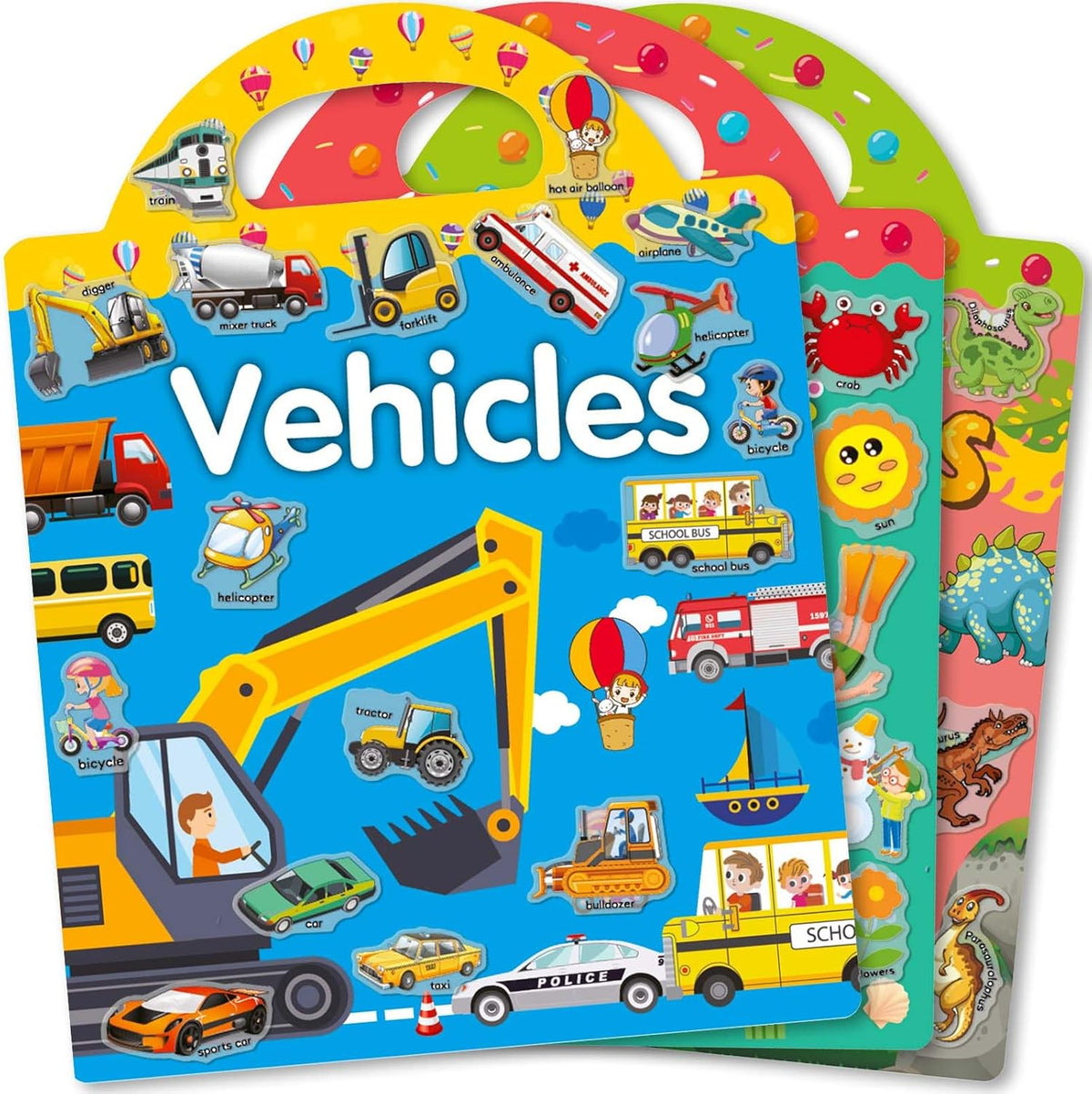 3 Sets Sticker Books for Toddlers 2-4 Years, Reusable Stickers Books for Toddlers 1-3, Travel Toys