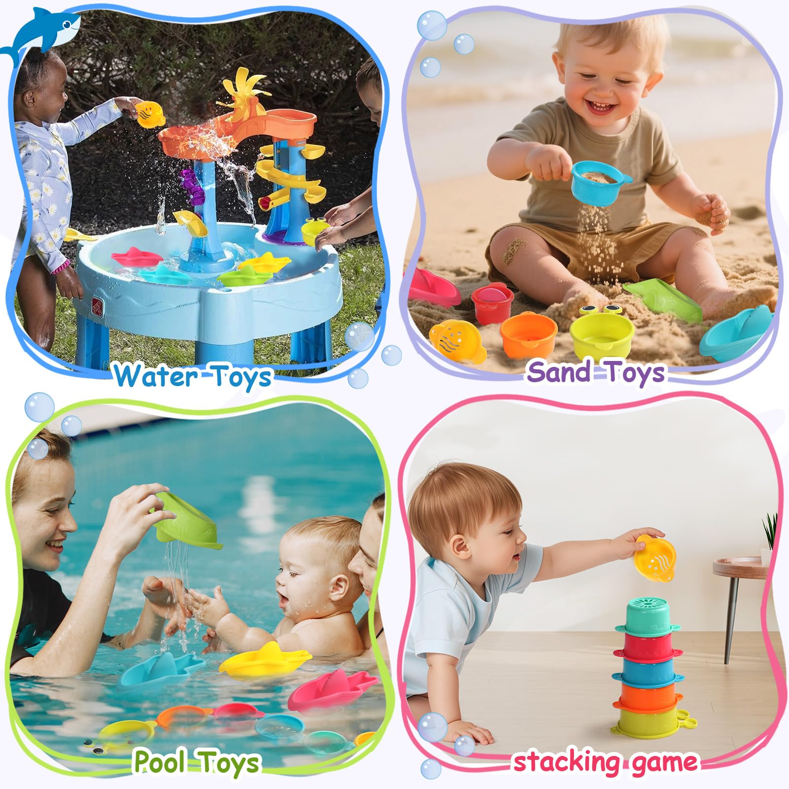 11PCS Baby Bath Toys for Kids Ages 1-3, Toddler Water Table Pool Beach Toys