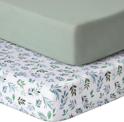 Baby Crib Sheets for Boys Girls, 2 Pack Fitted Crib Sheet for Standard Crib and Toddler Mattress