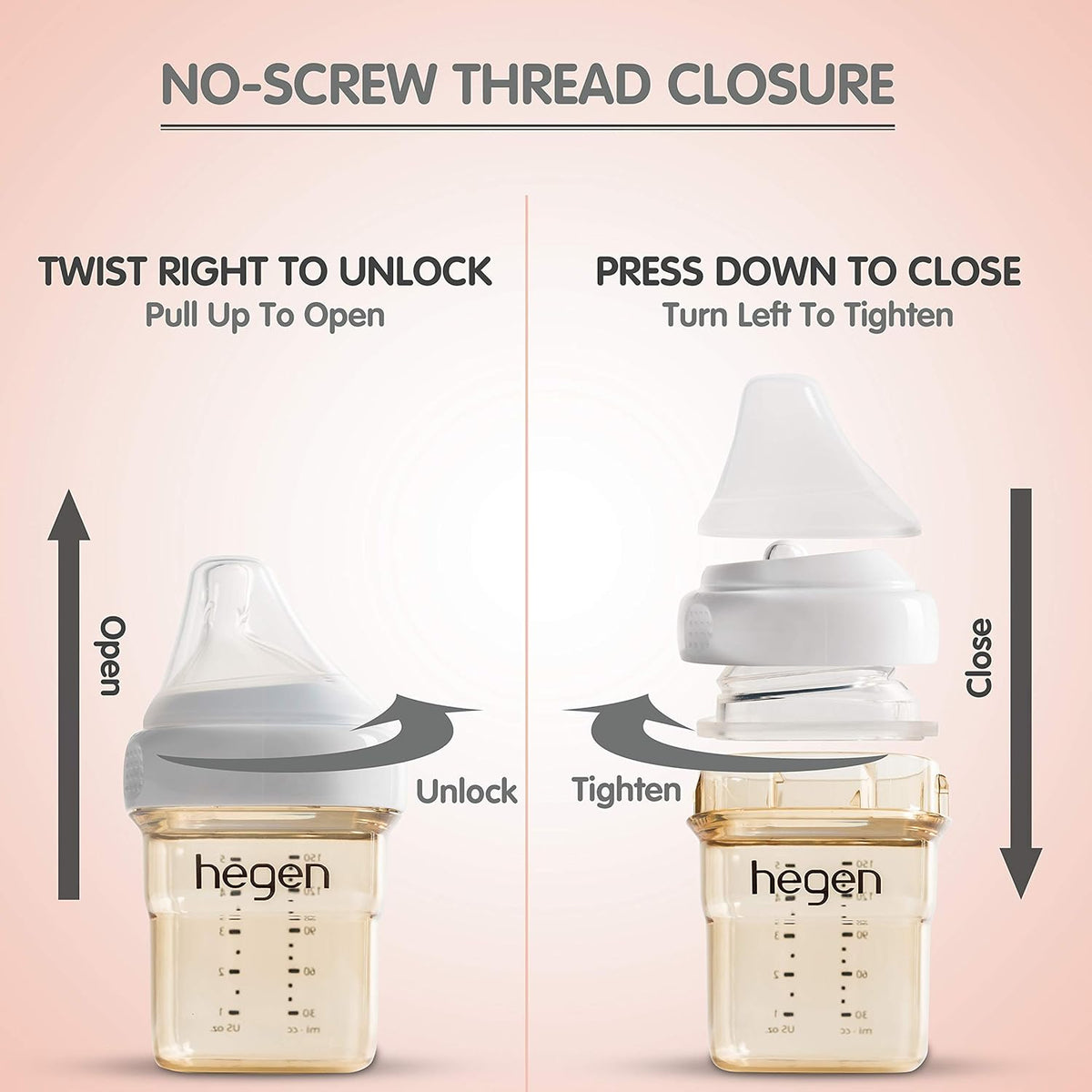 hegen Baby Bottles - Anti Colic Baby Bottles Wide Neck - Breastfeeding System 5 oz with Slow Flow