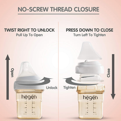 hegen Baby Bottles - Anti Colic Baby Bottles Wide Neck - Breastfeeding System 5 oz with Slow Flow
