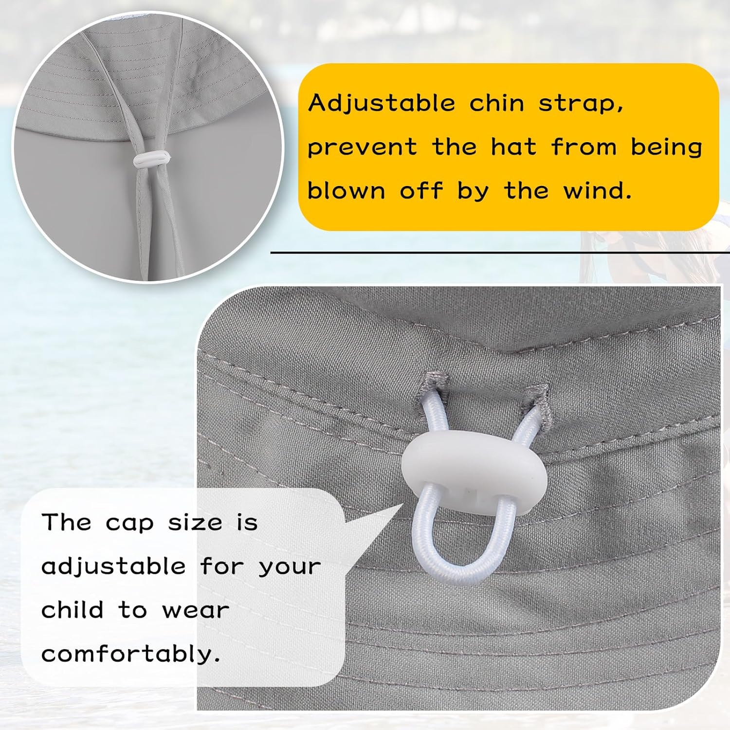 Peecabe Summer Baby Sun Hat for Boys Girls UPF 50+ Wide Brim Toddle Bucket Hat Adjustable Baby