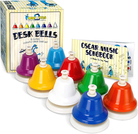 MINIARTIS Desk Bells for Kids | Educational Music Toys for Toddlers 8 Notes Colorful Hand Bells Set