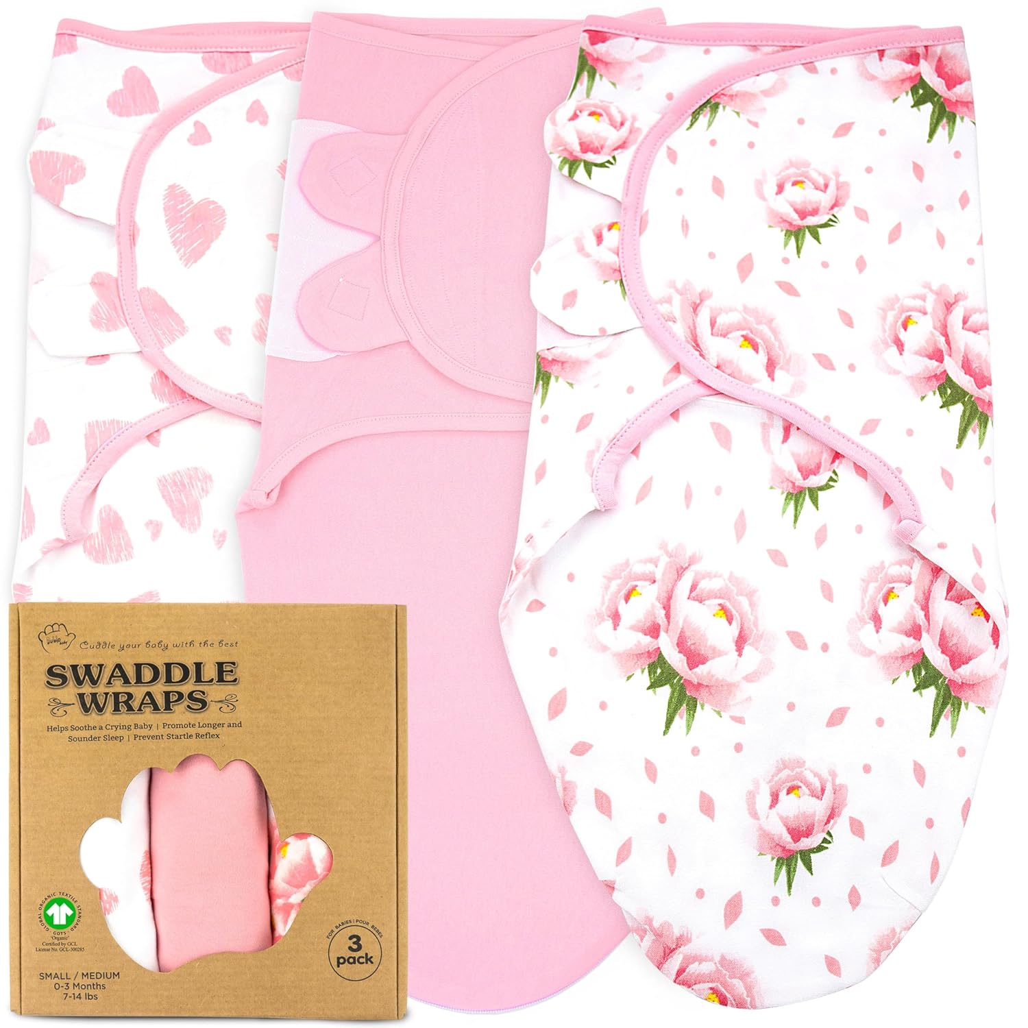 Bublo Baby Swaddles for Newborns – 3-Pack Infant Swaddles 0-3 Months – Adjustable Swaddle Sleep