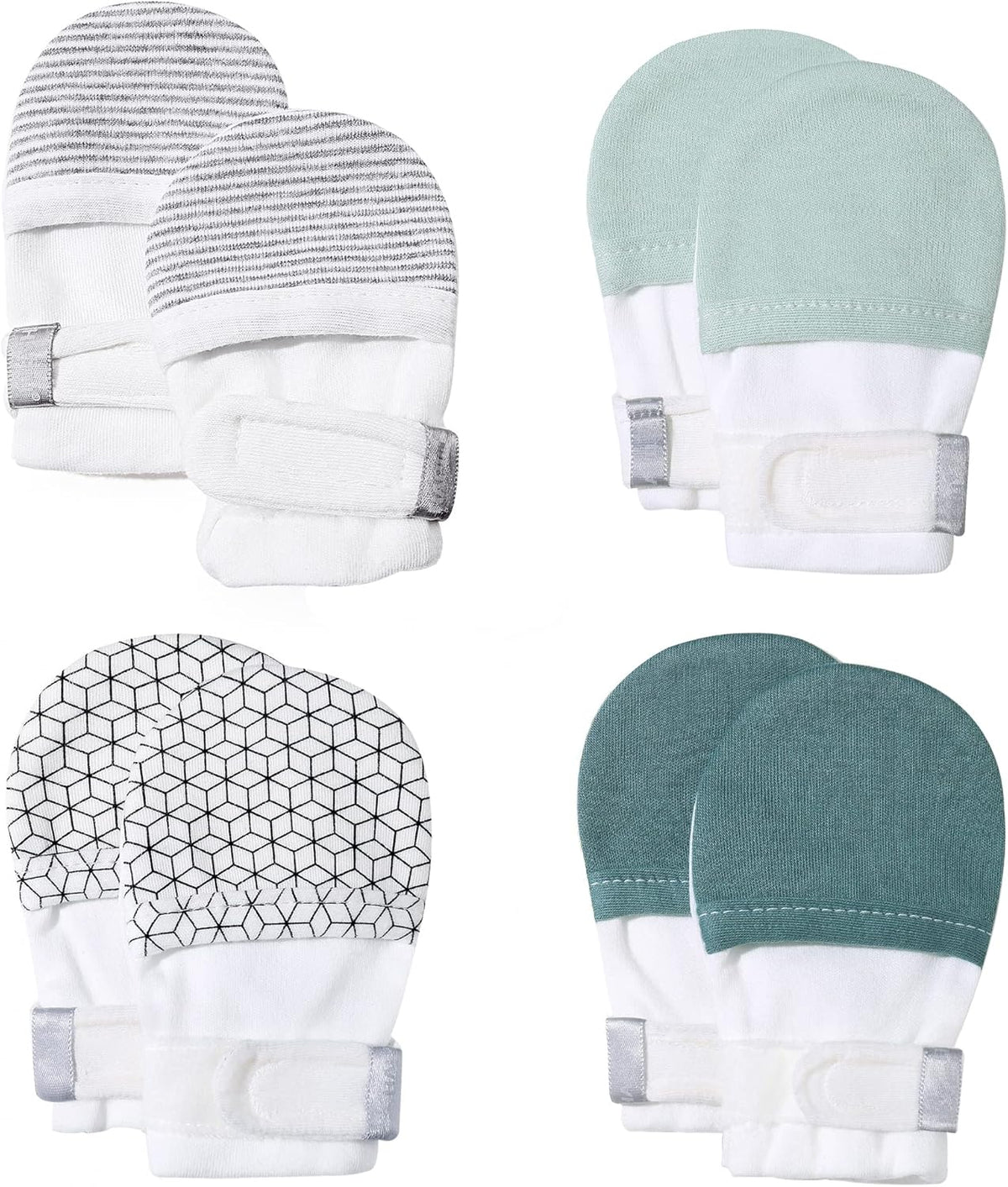 HAPIU Baby No Scratch Mittens Stay On, 100% Cotton Breathable, Adjustable Infant Gloves for Boys