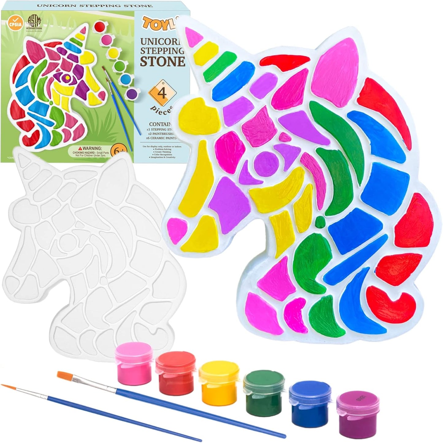 TOYLI Unicorn Painting Kit for Kids, Art Set, DIY Project, Stepping Stone Kit, Includes 2 Brushes