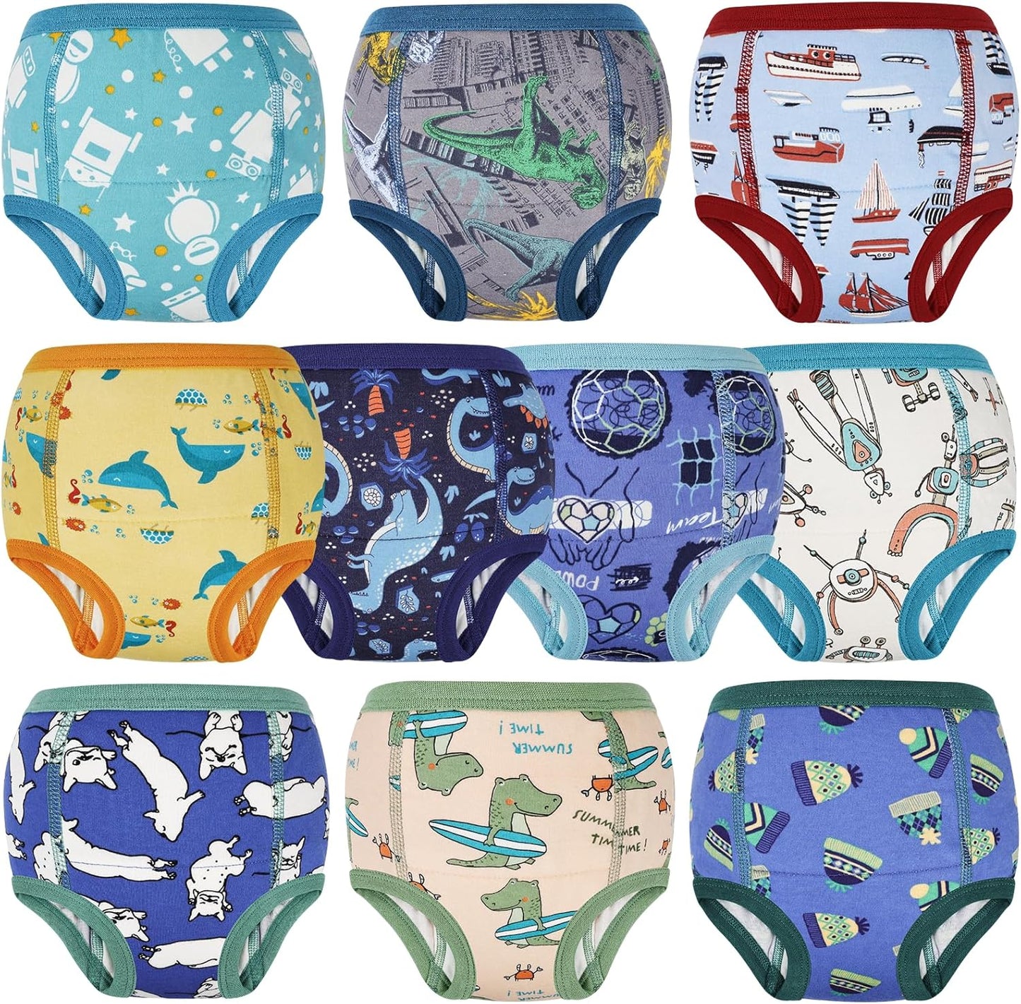 MooMoo Baby Potty Training Underwear Absorbent Toddler Training Pants for Boys and Girls 10 Packs