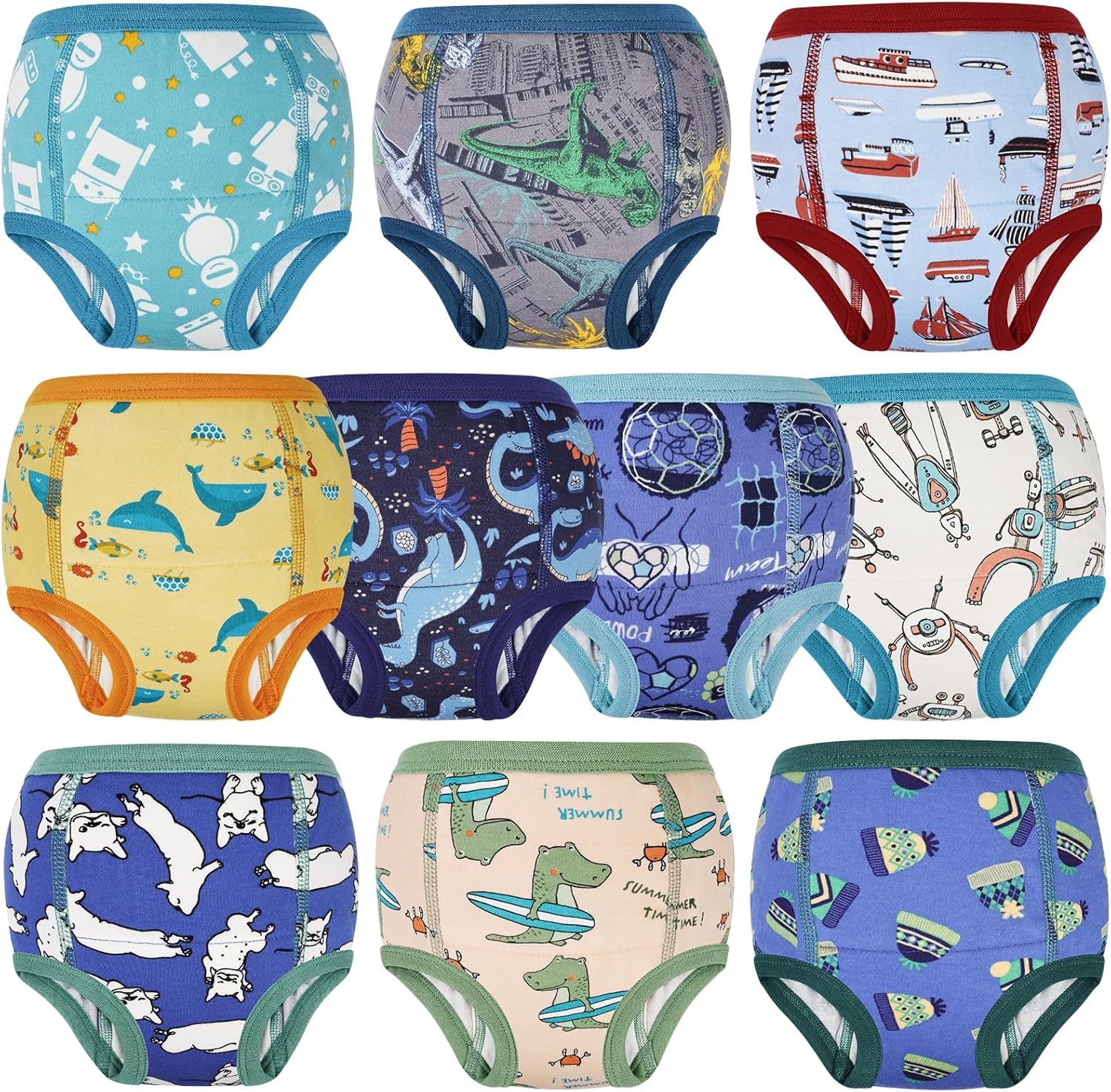 MooMoo Baby Potty Training Underwear Absorbent Toddler Training Pants for Boys and Girls 10 Packs