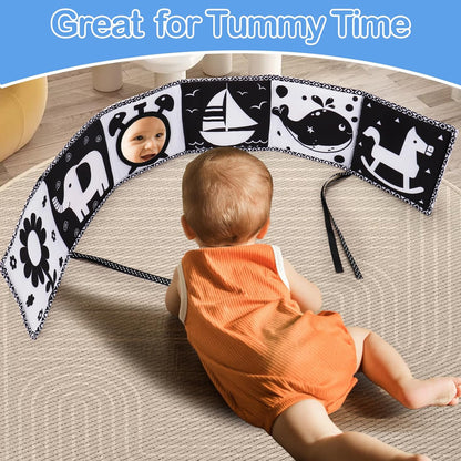 Black and White High Contrast Toys for Baby 0-3 3-6 Months Infant Tummy Time Soft Book Sensory