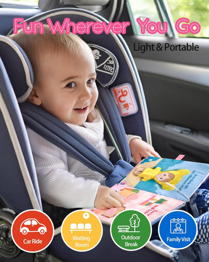 Interactive Sensory Soft Cloth Book, Educational Crinkle Quiet Activity Busy Book for