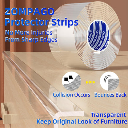 Clear Soft Corner Protectors for Furniture Strip,2in x9.84FT,Sharp Edge & Table Bumper,Window