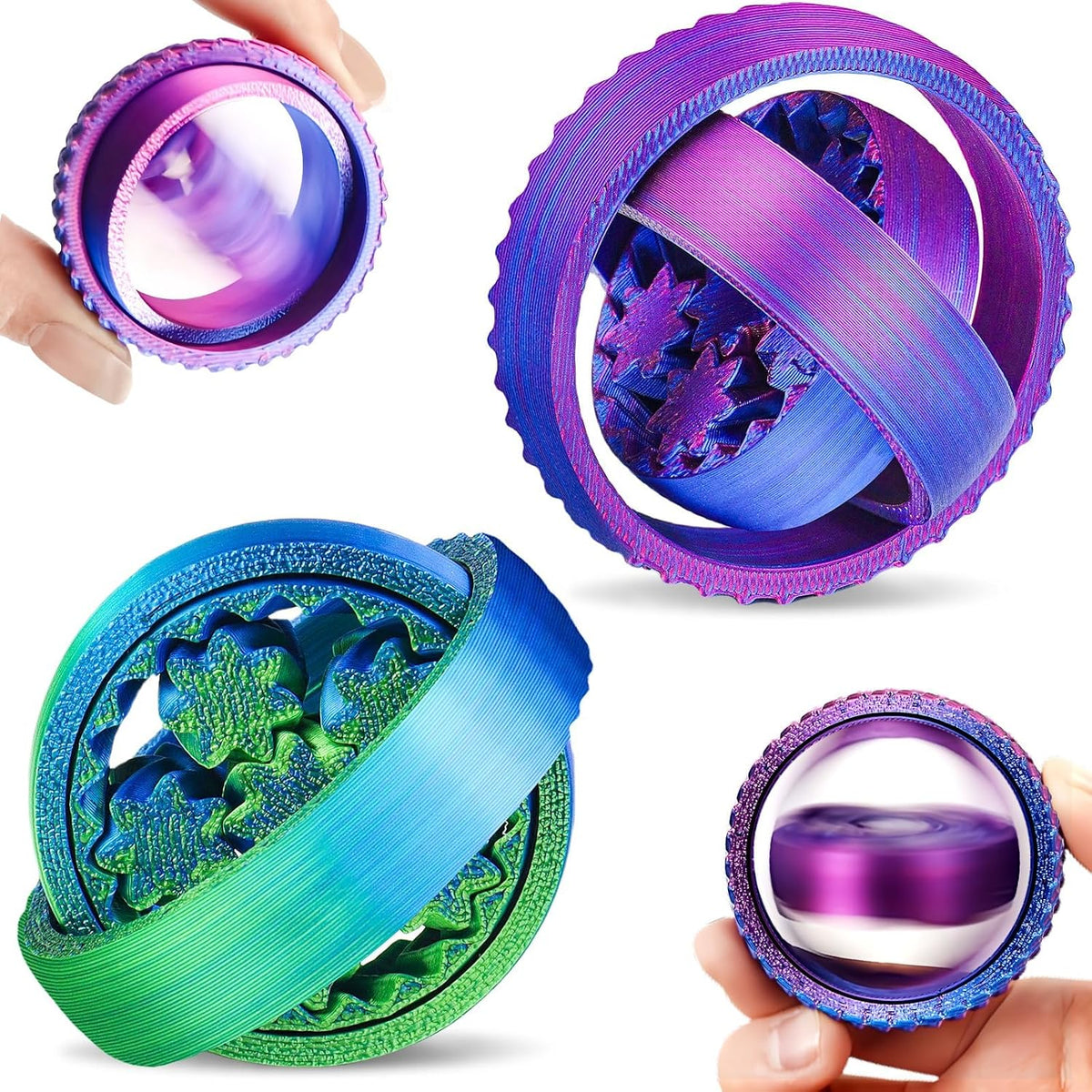 2-Pack 3D Printed Fidget Spinners for Kids & Adults - Stress Relief Toys for ADHD, Anxiety &
