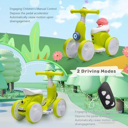 6V Electric Baby Balance Bike with Bubble Machine,4 in 1 Toddler Balance Bike w/Remote Control for