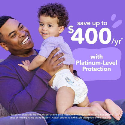 Luvs Size 2 Baby Diapers, Platinum Protection Bluey Diapers for Day & Night, Size 2, 264 Count
