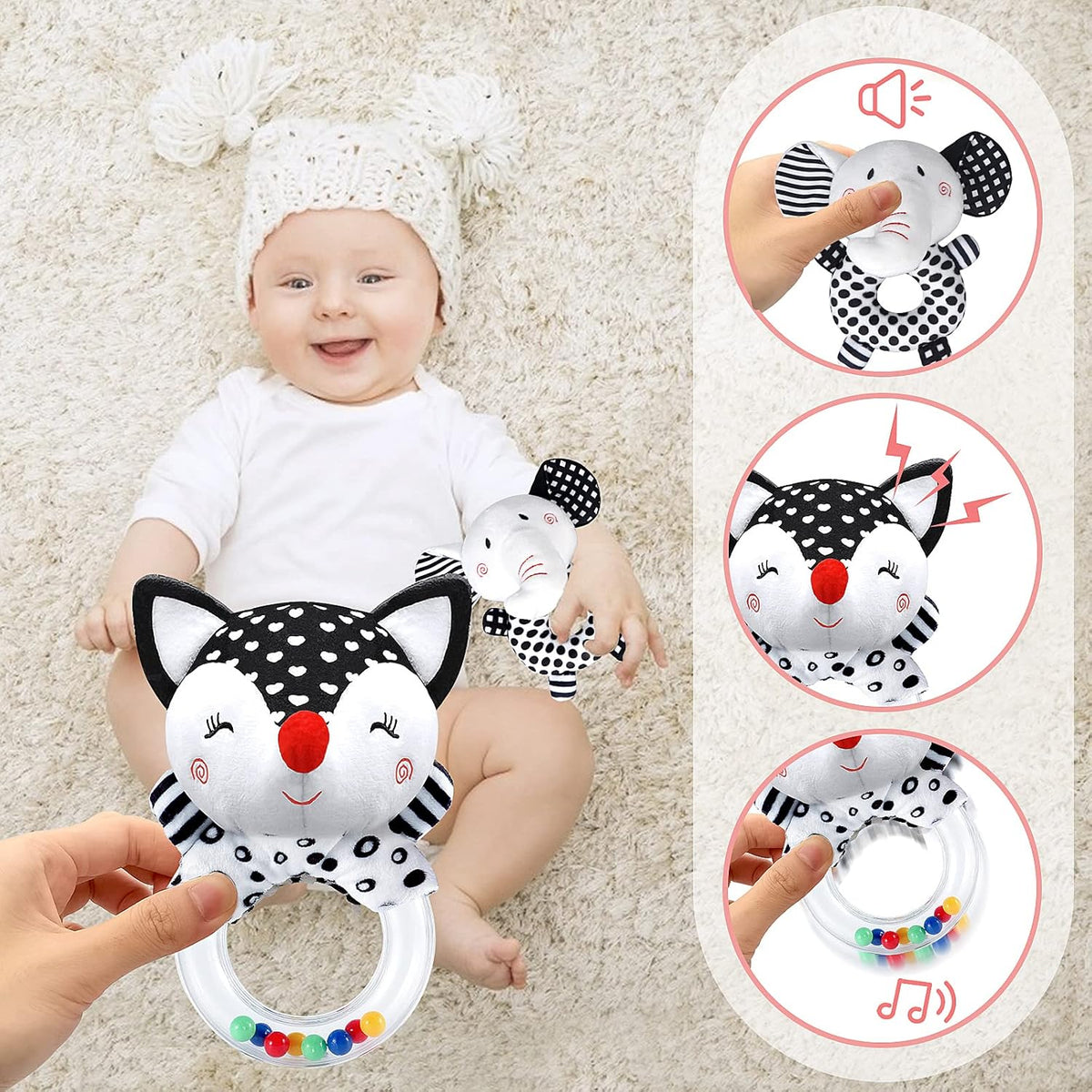 Baby Rattles 0-6 Months Newborn Toys Infant Toys 0-6 Months Rattles for Babies 0-6 Months Baby Toys