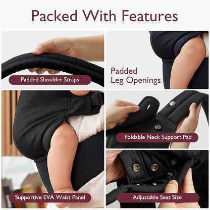 Momcozy Baby Carrier - Ergonomic, Cozy and Lightweight Carrier for 7-44lbs, Effortless to Put On
