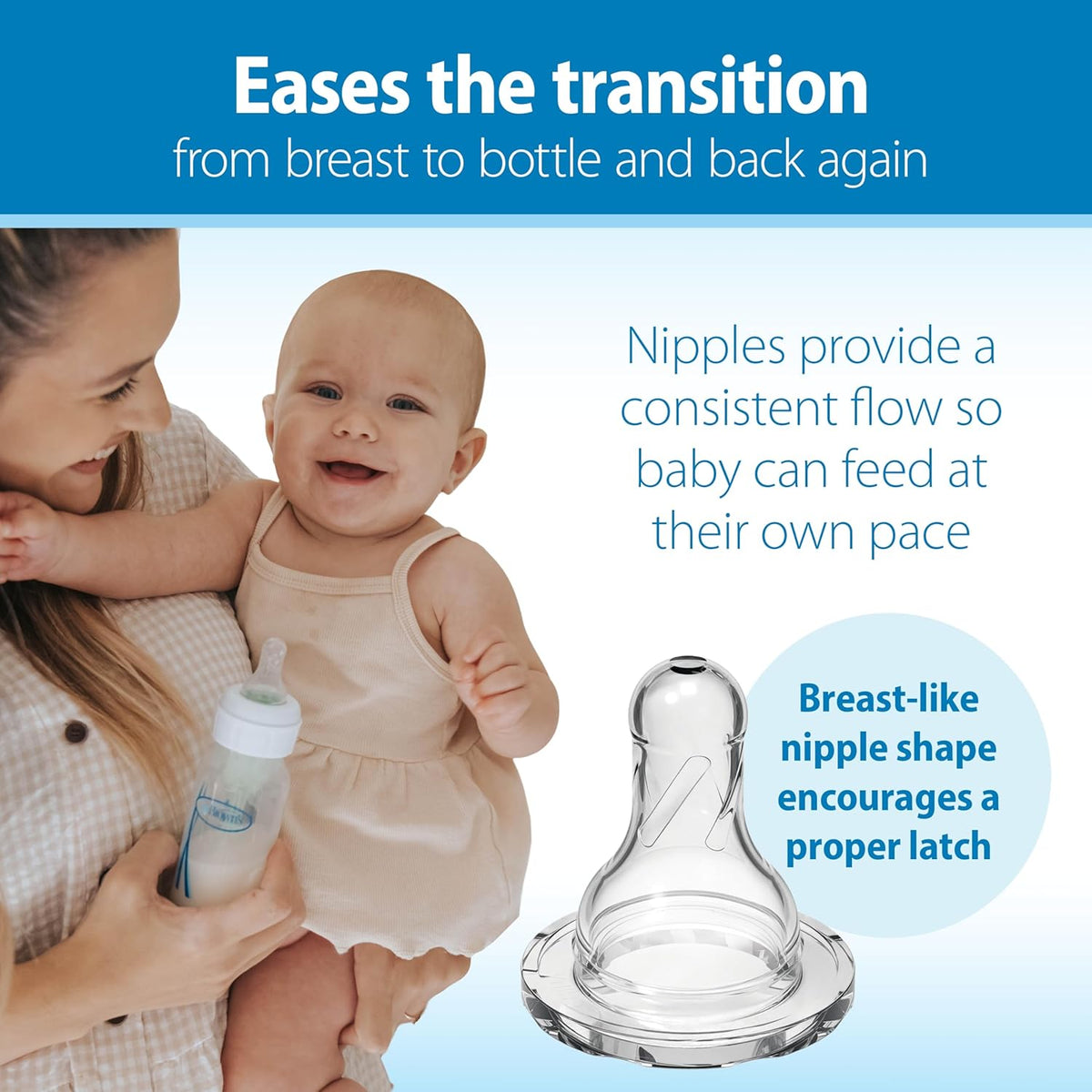 Dr. Brown’s Natural Flow® Anti-Colic Options+™ Narrow Baby Bottles 8 oz/250 mL, with Level 1 Slow