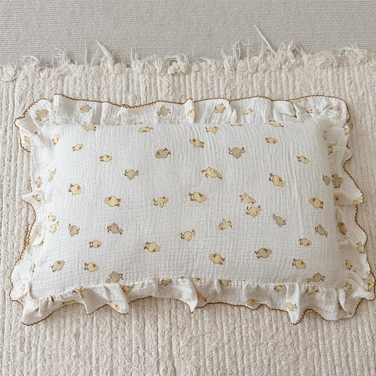 BuLuTu Duck Print Toddler Pillow Cases 20"x26", Cotton Muslin Boys Girls Pillowcase Fits Toddler