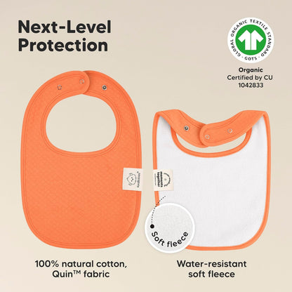 8-Pack Organic Baby Bibs for Girls, Boys - Quilted Cotton Cloth Baby Drool Bibs for Drooling and