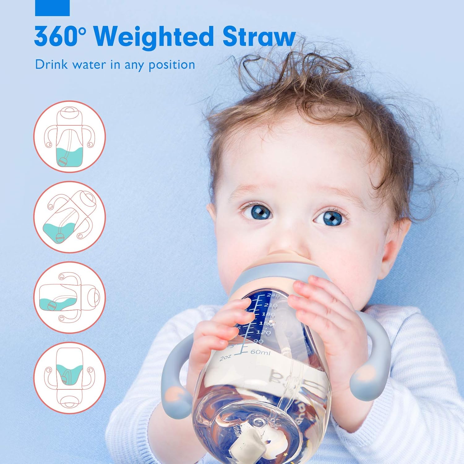 hahaland Sippy Cup for 6+ Month Old - 2 in 1 Spout & Straw Sippy Cups for Toddlers 1-3 No Spill
