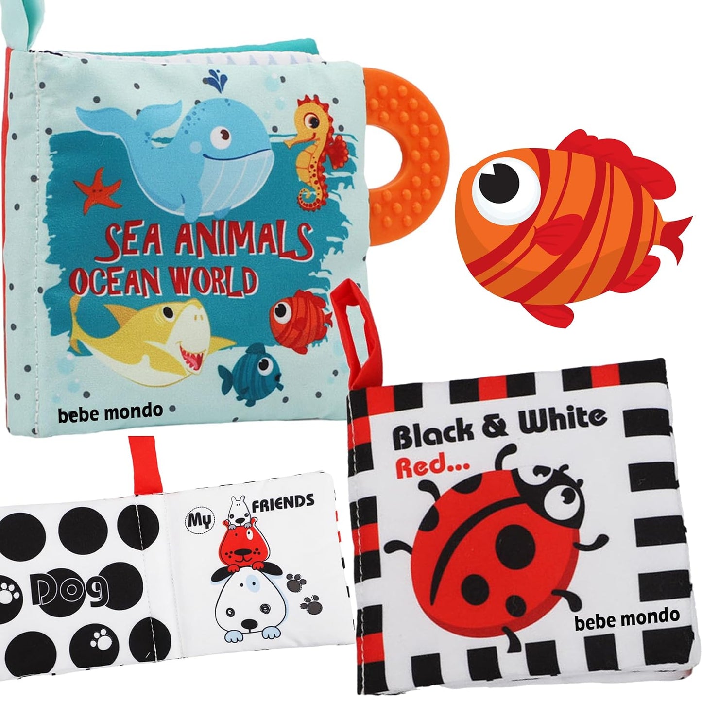 High Contrast Baby Books, Black and White Cloth Crinkle Books for Babies Infant Toys 0-3-6-12-18