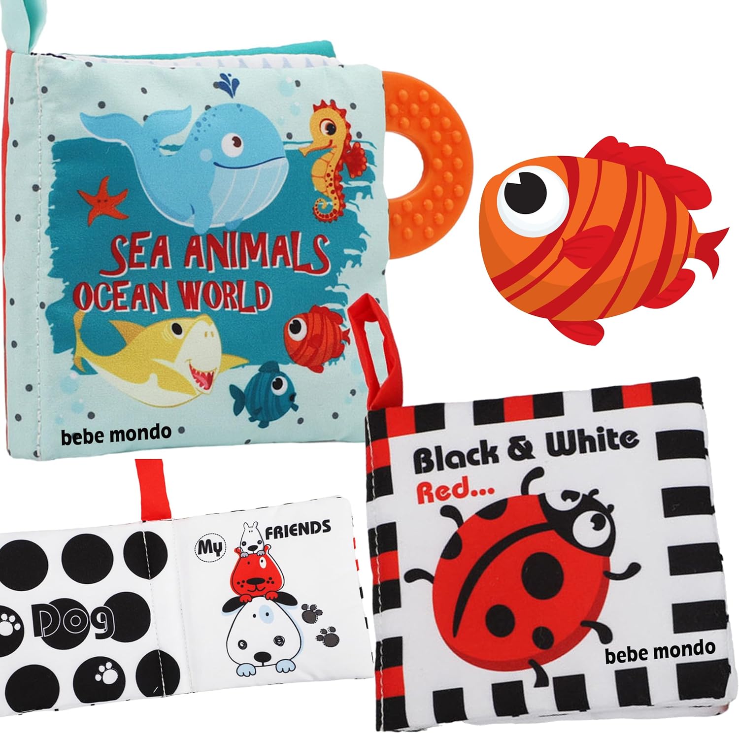 High Contrast Baby Books, Black and White Cloth Crinkle Books for Babies Infant Toys 0-3-6-12-18