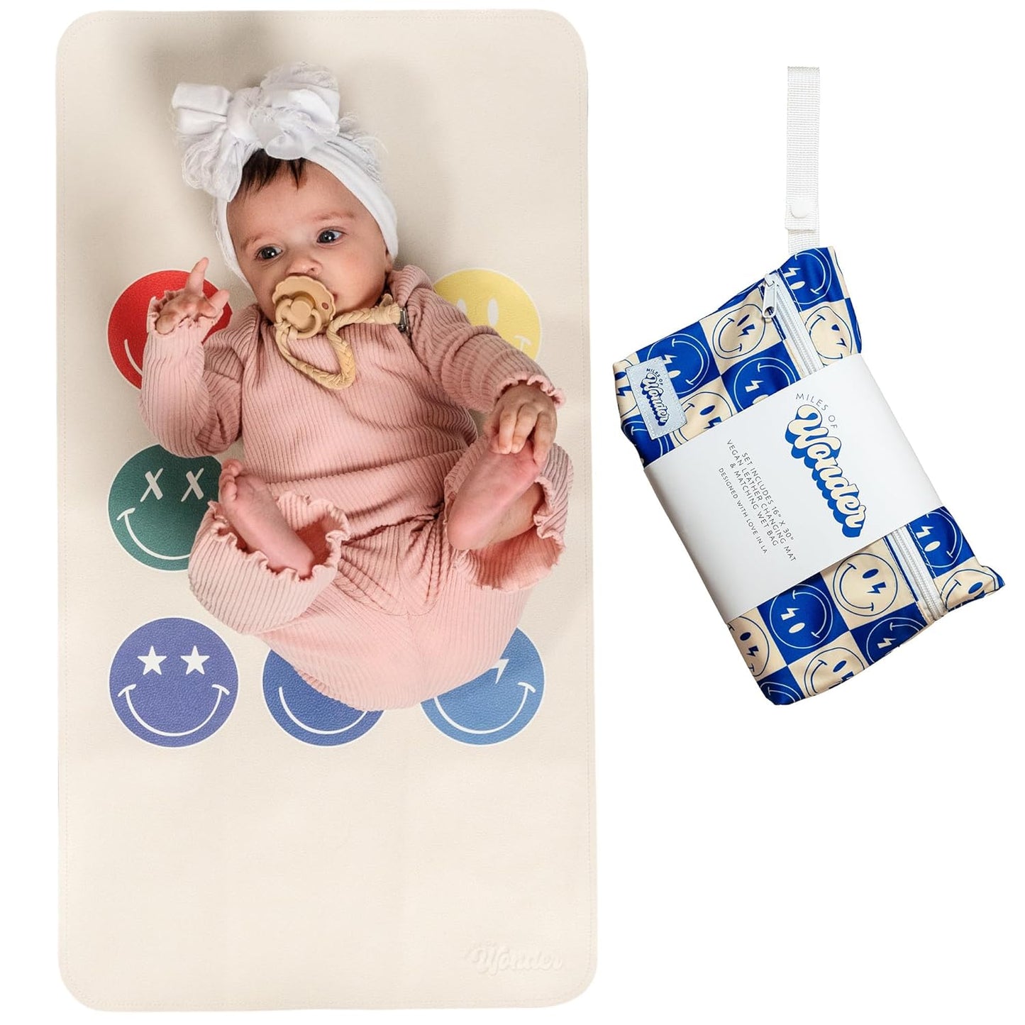 Leather Changing Mat with Reusable Waterproof Wet Bag, (16 x 30 Inches) Baby Changing Mat