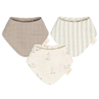 Crane Baby 100% Organic Cotton Baby Bibs, 3-pc. Set, Bunny Pattern For Boys, Girls, Unisex