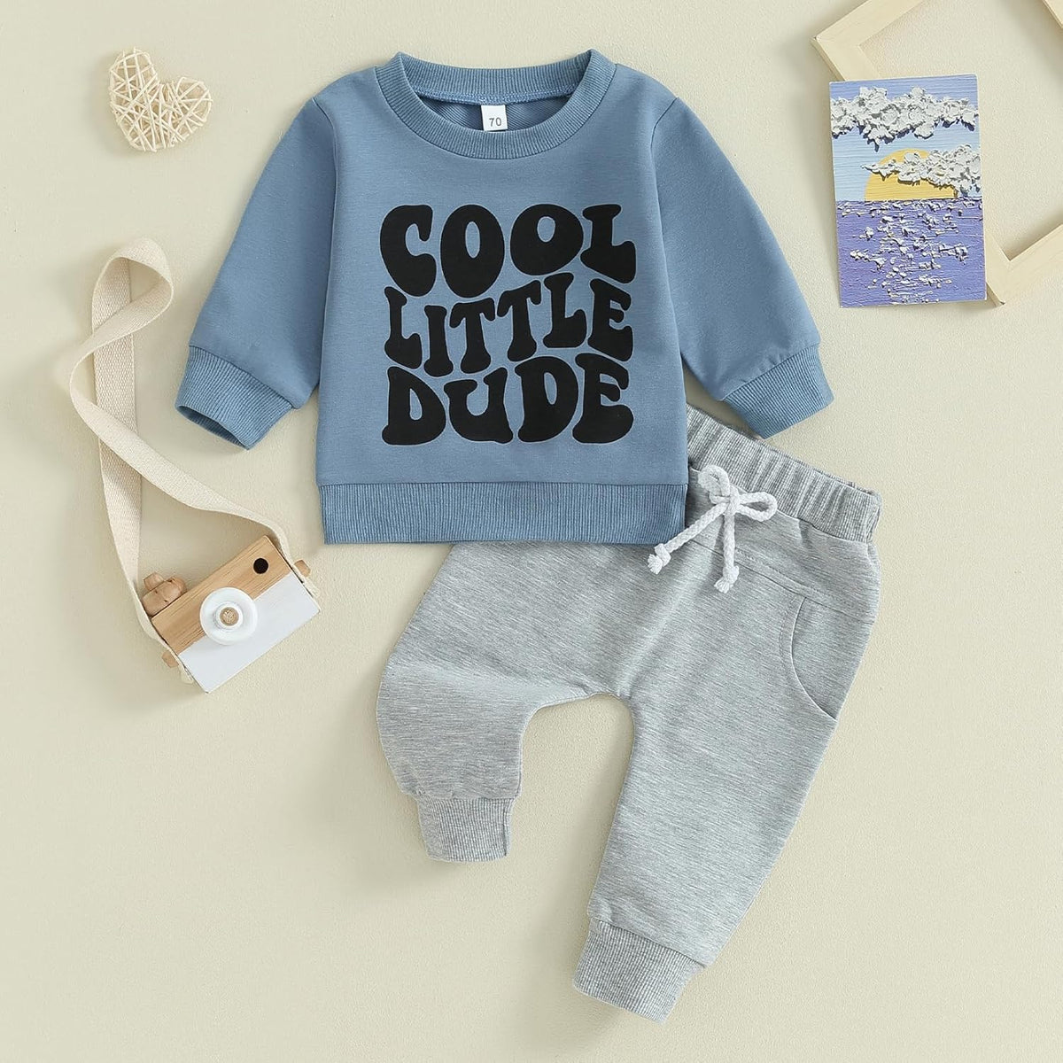 Baby Boy Clothes Fall 6 12 18 24 Months Football Long Sleeve Pullover Tops & Pant Sets Toddler