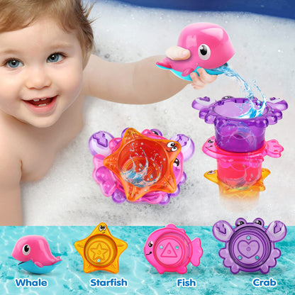 Dwi Dowellin Bath Toy for Toddlers ,Bathtub Toy with Floating Mold Free Swimming Toys and Stacking