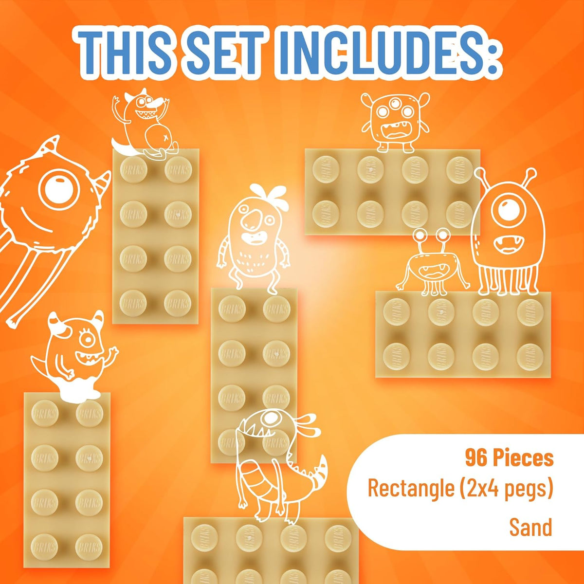 Strictly Briks Classic Bricks Starter Kit, Sand, 96 Pieces, 2x4 Studs, Building Creative Play Set