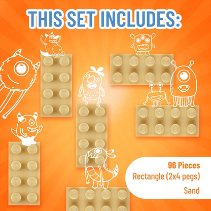 Strictly Briks Classic Bricks Starter Kit, Sand, 96 Pieces, 2x4 Studs, Building Creative Play Set