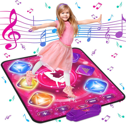 Dance Mat for Kids, Electronic Dance Pad with Wireless Bluetooth & LED Lights, Adjustable Volume