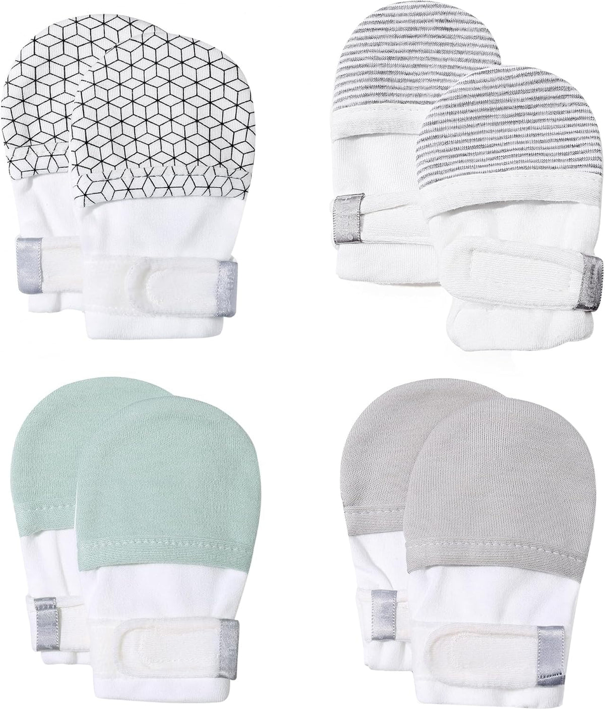 HAPIU Baby No Scratch Mittens Stay On, 100% Cotton Breathable, Adjustable Infant Gloves for Boys