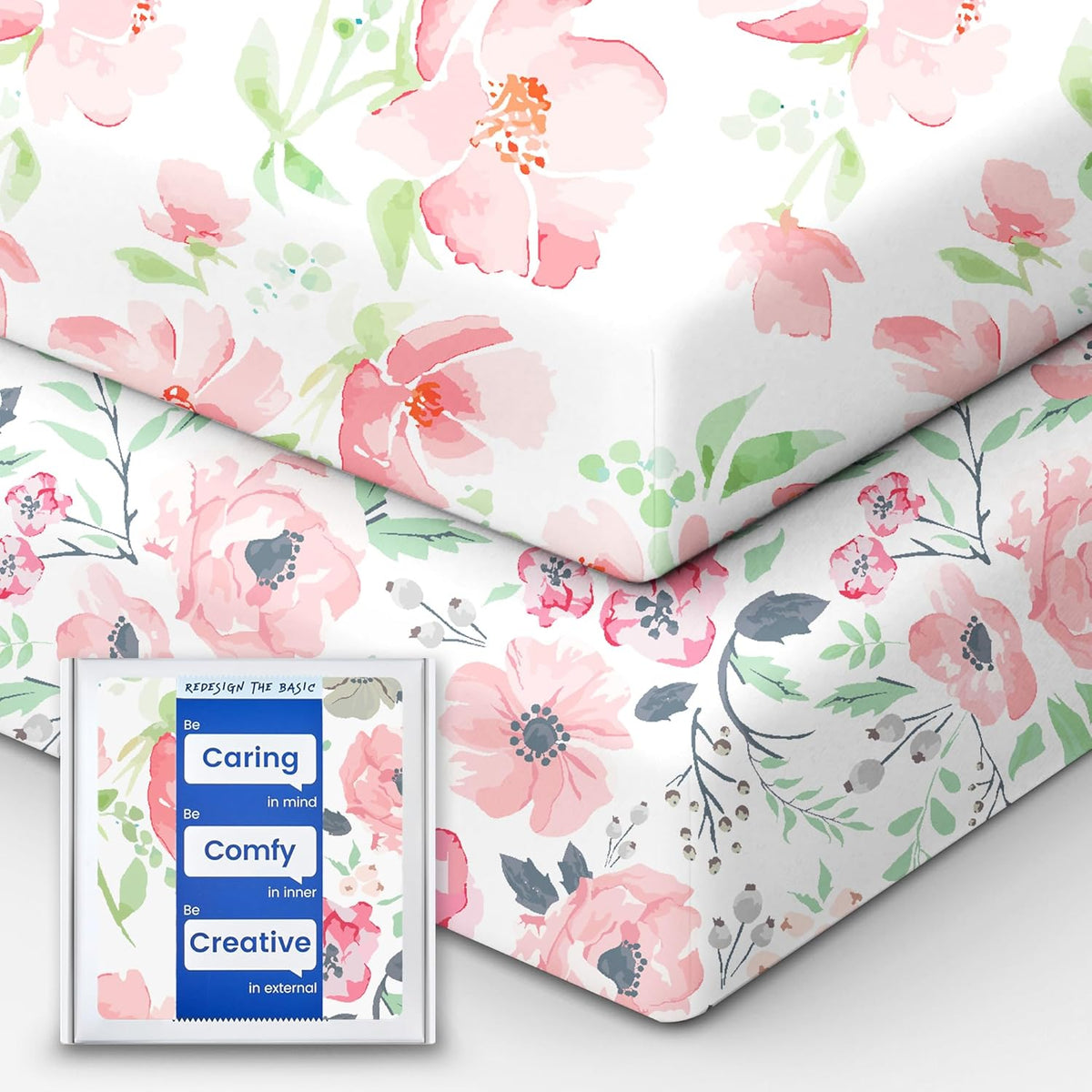Baby Crib Sheets Girl, TotBasic Premium Soft Crib Mattress Sheet, Ultra Breathable Floral Crib