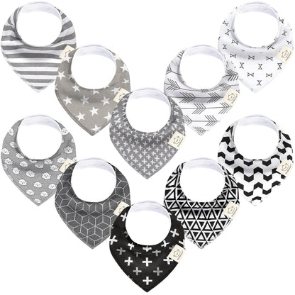 10-Pack Organic Baby Bandana Bibs for Girls - Super Absorbent Triangle Baby Bibs for Drooling and