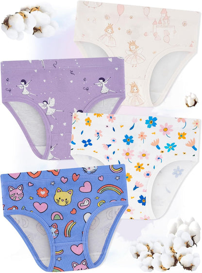 Girls' Underwear,Soft Cotton Tagless Panties for Toddlers' & Little Kids' Comfort,Breathable