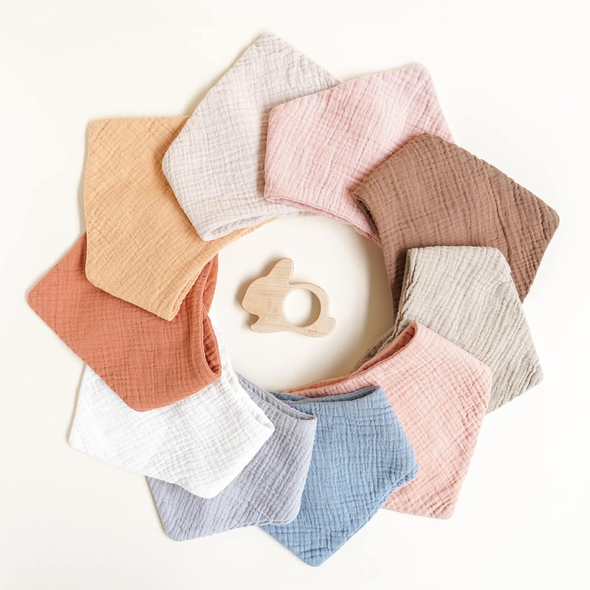 Konssy Muslin Baby Bibs 10 Pack Baby Bandana Drool Bibs 100% Cotton for Unisex Boys and Girls, Soft