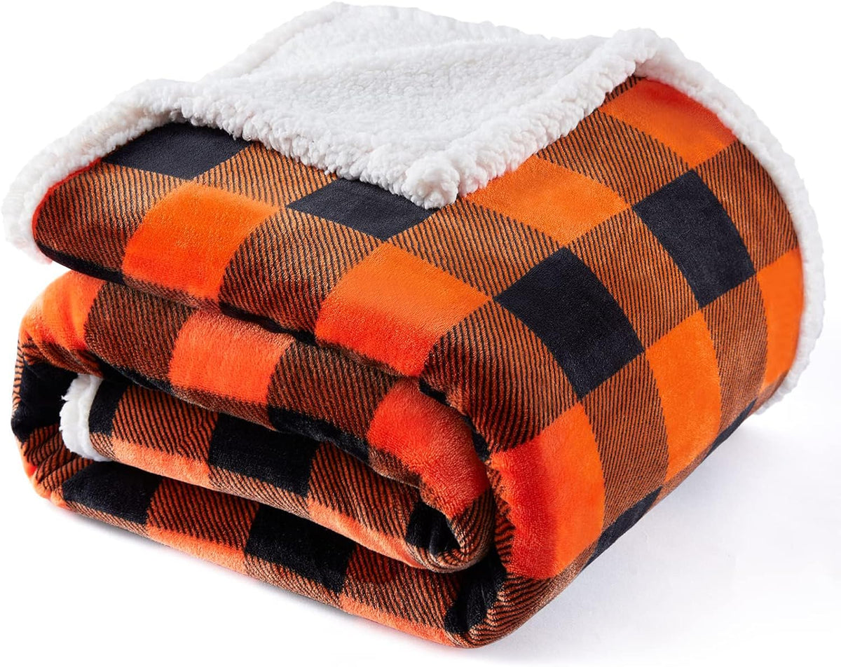 Touchat Halloween Blanket Twin Size 60" X 70"，Fall Autumn Harvest Sherpa Fuzzy Fluffy Soft Cozy