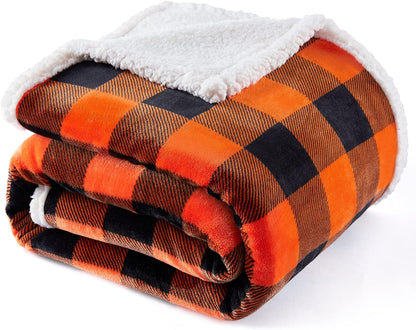 Touchat Halloween Blanket Twin Size 60" X 70"，Fall Autumn Harvest Sherpa Fuzzy Fluffy Soft Cozy