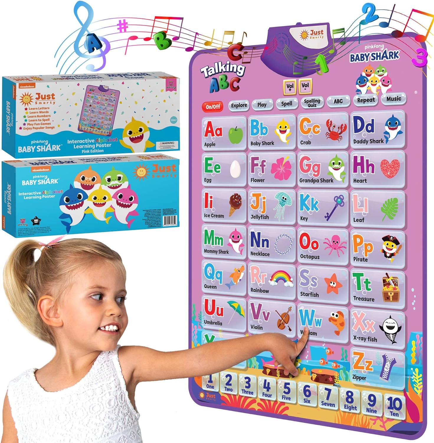 Pinkfong BabyShark Alphabet & Number Learning Toy for Girls Pink Edition | PinkFong Official Song