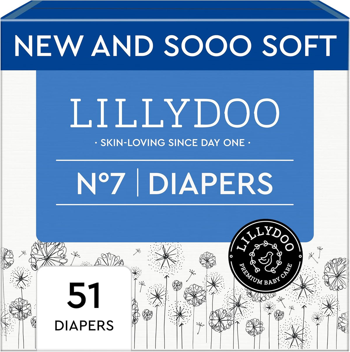 Baby Diapers - Size 7 (33+ lbs), Half-Monthly Supply (51 Count), Leak Protection, Skin-Friendly