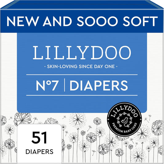 Baby Diapers - Size 7 (33+ lbs), Half-Monthly Supply (51 Count), Leak Protection, Skin-Friendly