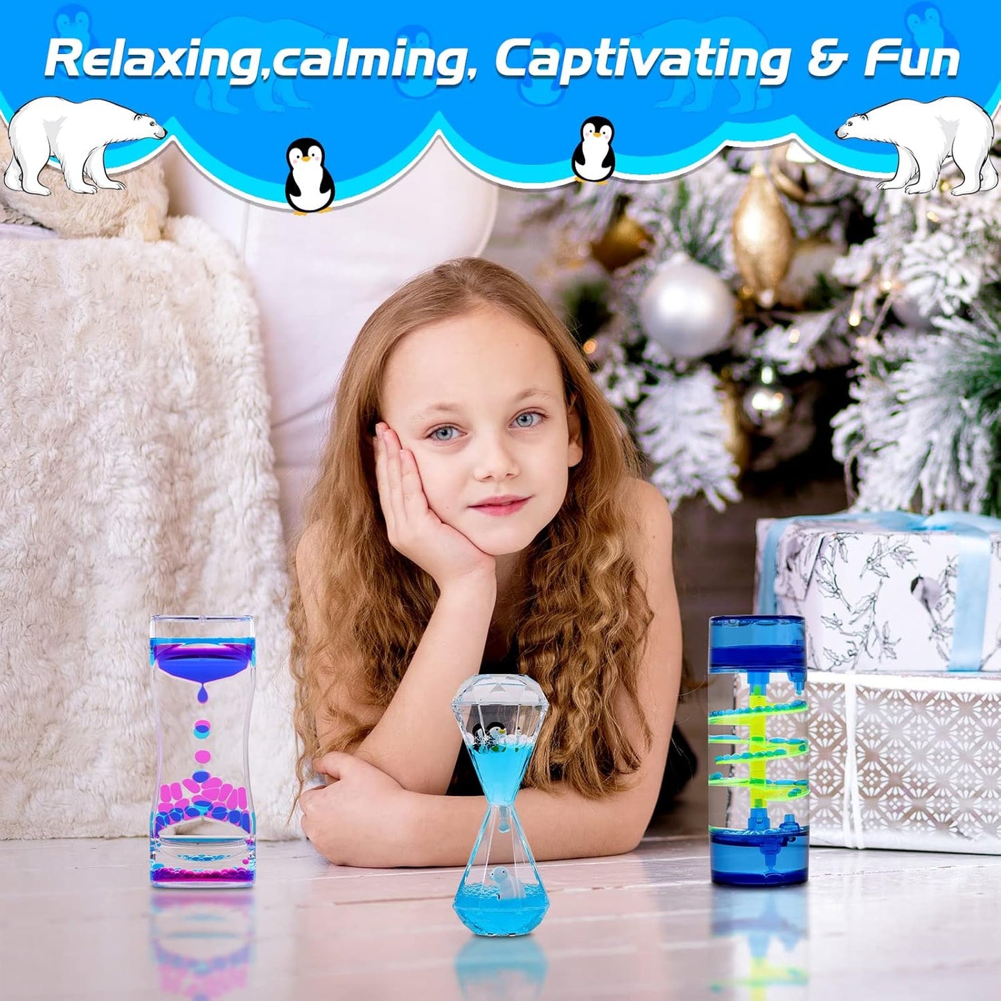 XINBAOHONG Liquid Motion Bubbler for Kids and Adults 3-Pack Hourglass Liquid Bubbler Timer for