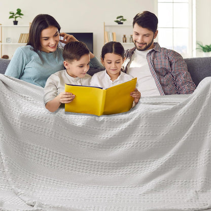 PHF 100% Cotton Waffle Blanket Oversized King 120"x120", Lightweight Breathable Extra Large 10'x10'