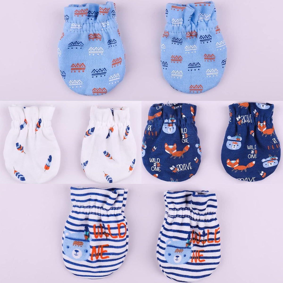 Baby Hat and Mittens Set Newborn Baby Hats Caps for Baby Boys Girls 0-6 Months 100% Cotton